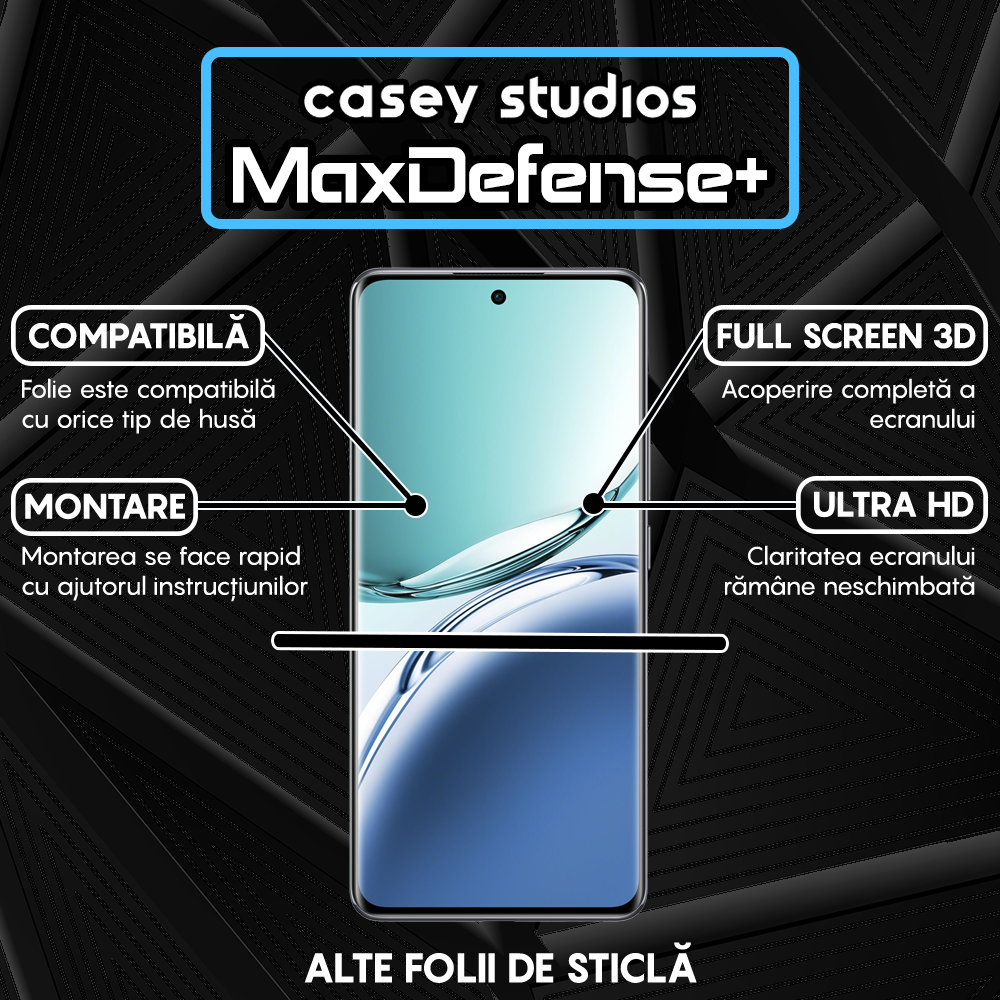 Folie Sticla MaxDefense+ - Oppo F27 Pro Plus - Negru