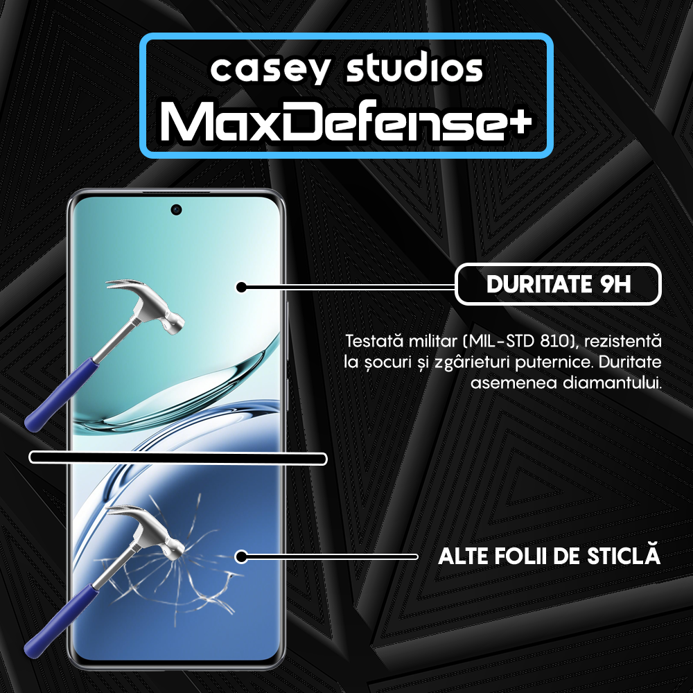 Folie Sticla MaxDefense+ - Oppo F27 Pro Plus - Negru
