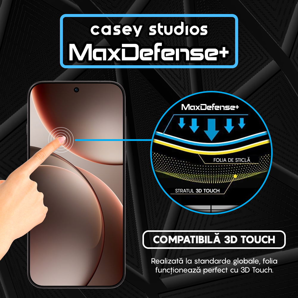 Folie Sticla MaxDefense+ - Oppo Find X9 - Negru