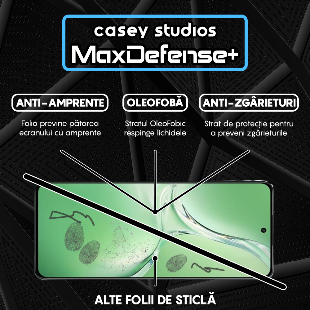 Folie Sticla MaxDefense+ - Oppo K12 - Negru