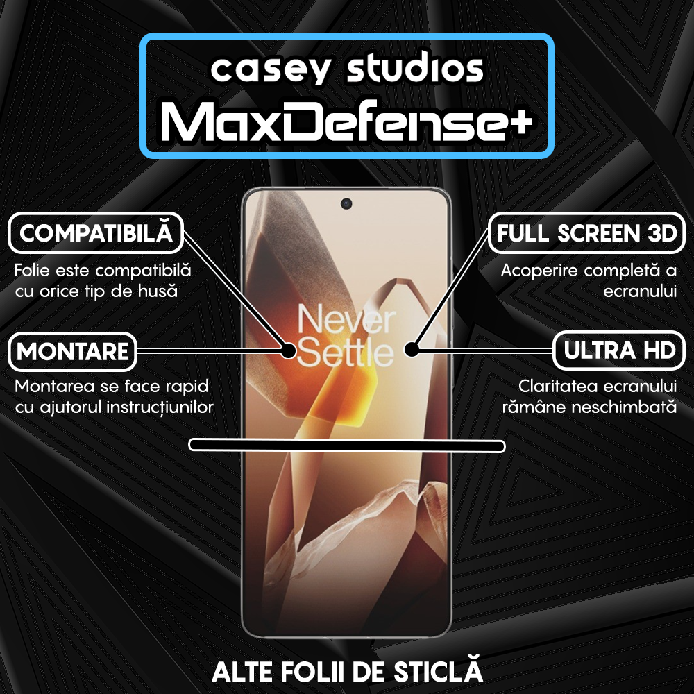 Folie Sticla MaxDefense+ - OnePlus 13R - Negru
