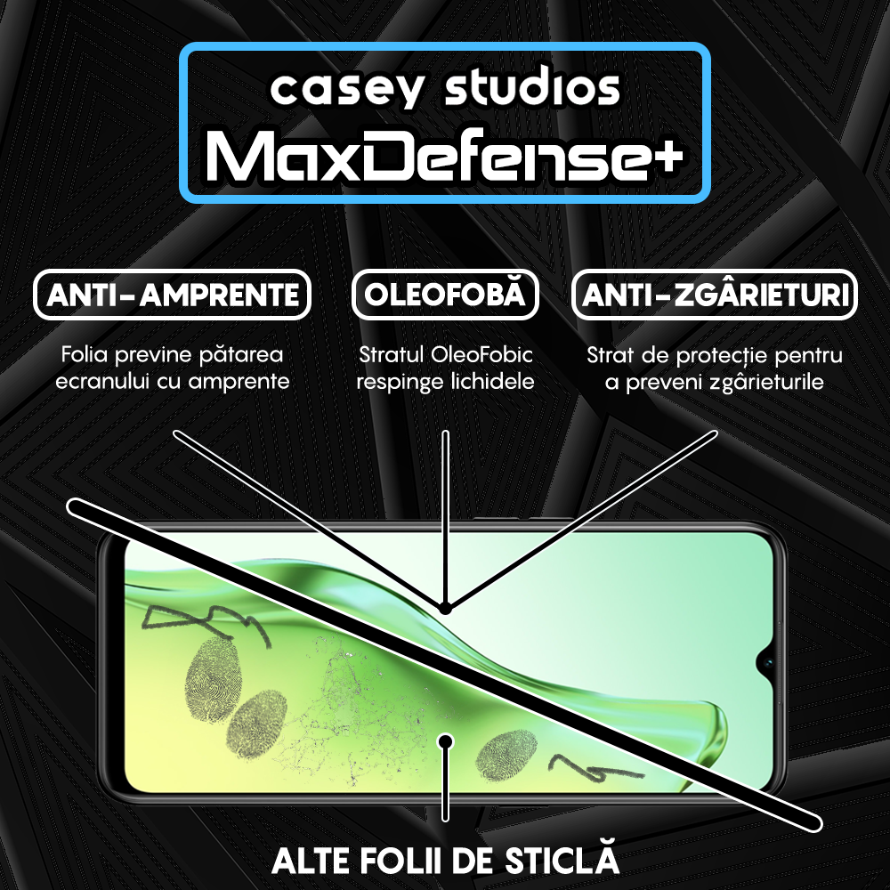 Folie Sticla MaxDefense+ - Oppo A31 - Negru