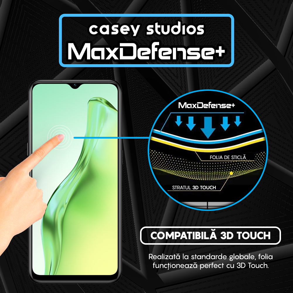 Folie Sticla MaxDefense+ - Oppo A31 - Negru