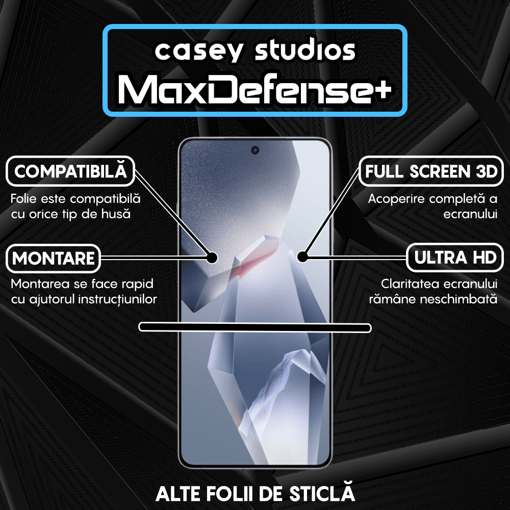 Folie Sticla MaxDefense+ - OnePlus Ace 5 - Negru