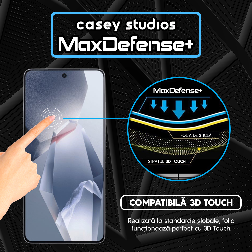 Folie Sticla MaxDefense+ - OnePlus Ace 5 - Negru