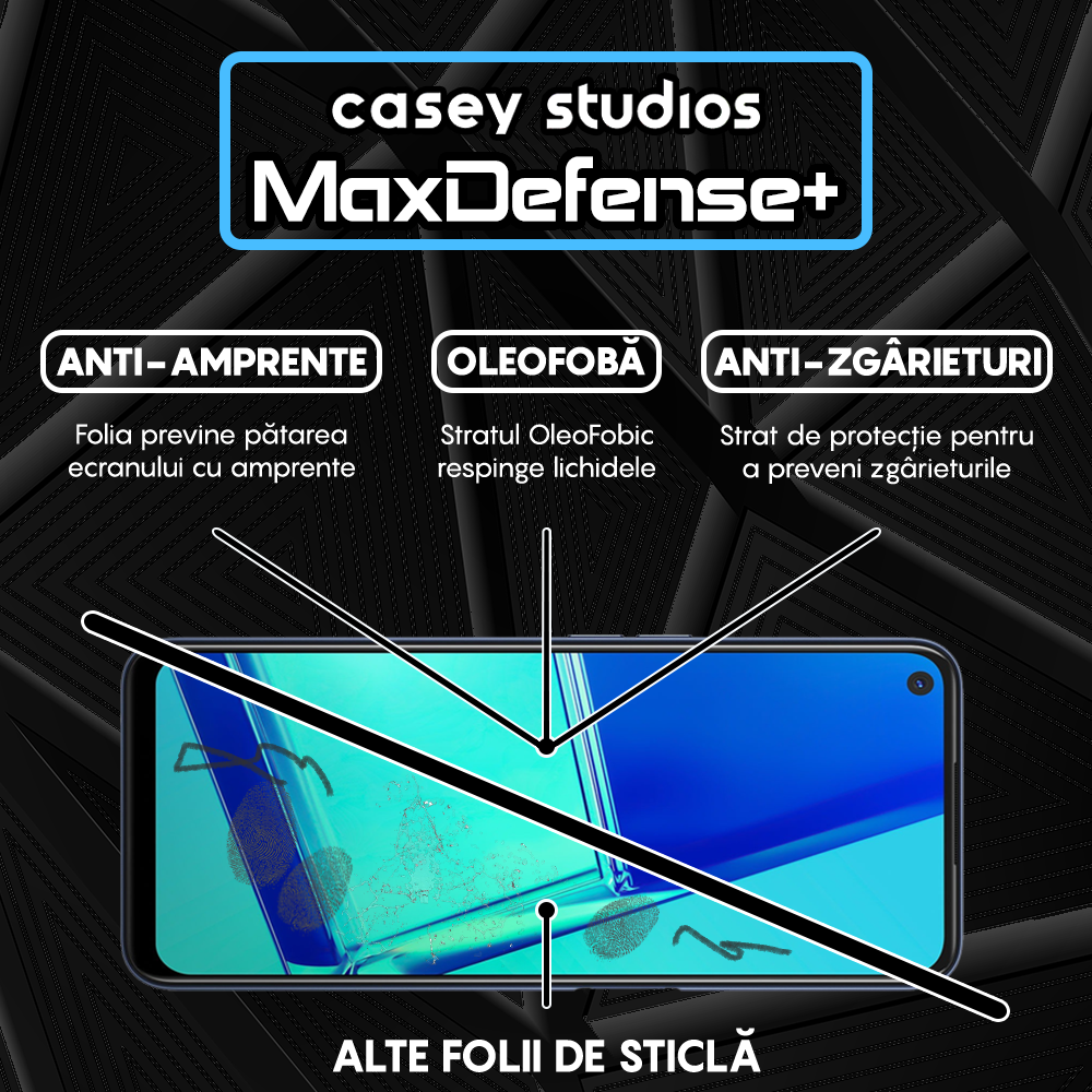 Folie Sticla MaxDefense+ - Oppo A52/A72 4G - Negru