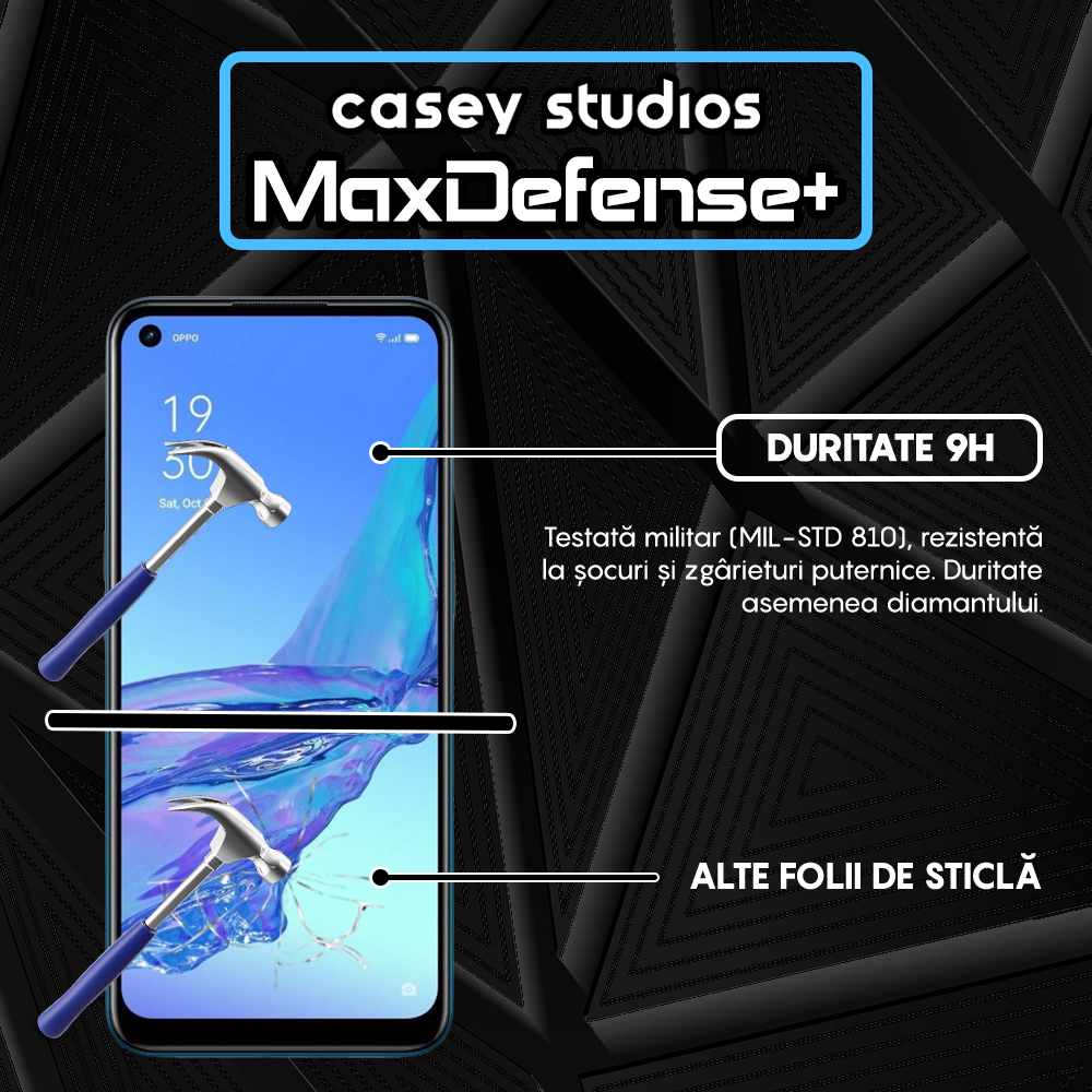 Folie Sticla MaxDefense+ - Oppo A53/A53s - Negru