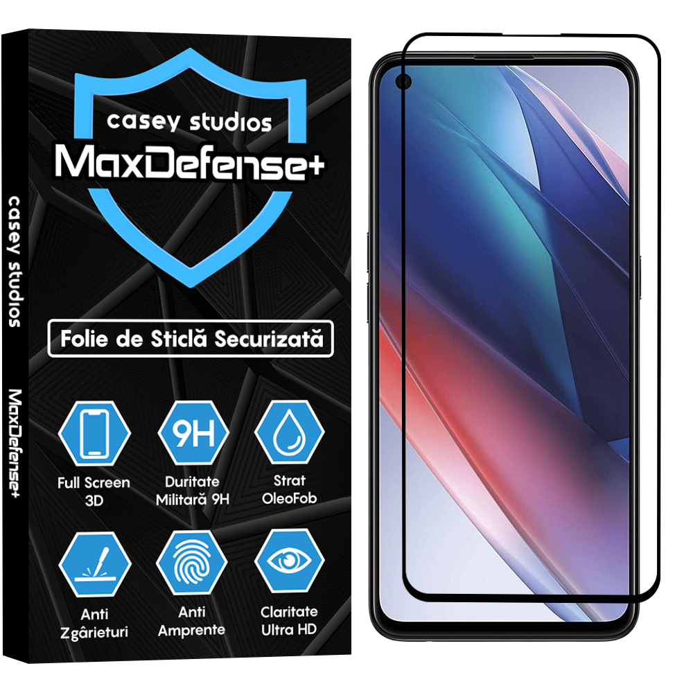 Folie Sticla MaxDefense+ - Oppo Find X3 Lite/Reno5 5G - Negru