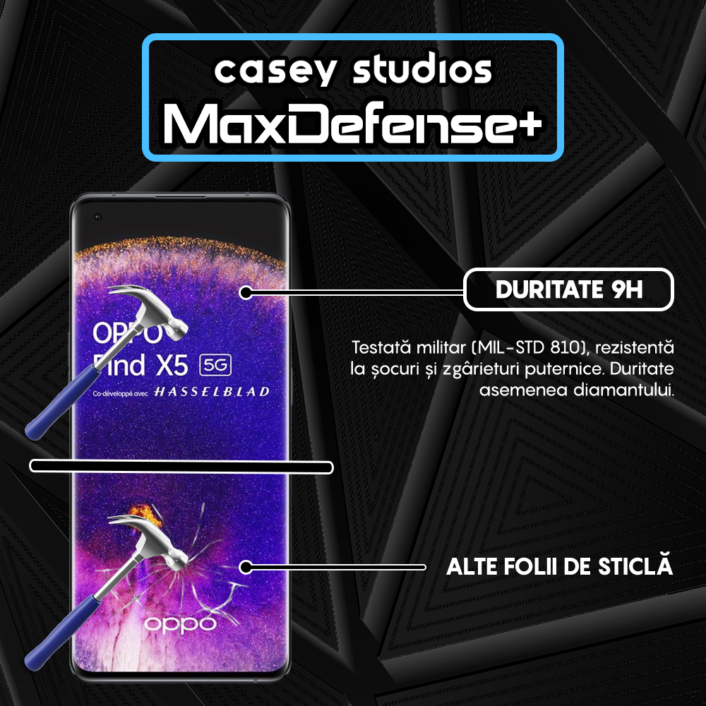 Folie Sticla MaxDefense+ - Oppo Find X5 Pro - Negru