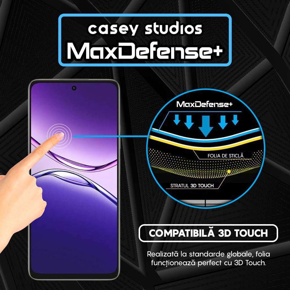 Folie Sticla MaxDefense+ - Oppo A5 Pro - Negru