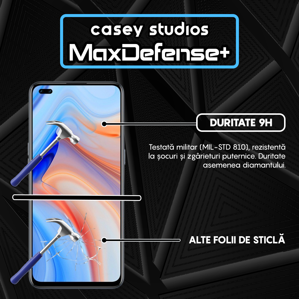 Folie Sticla MaxDefense+ - Oppo Reno4 Lite - Negru