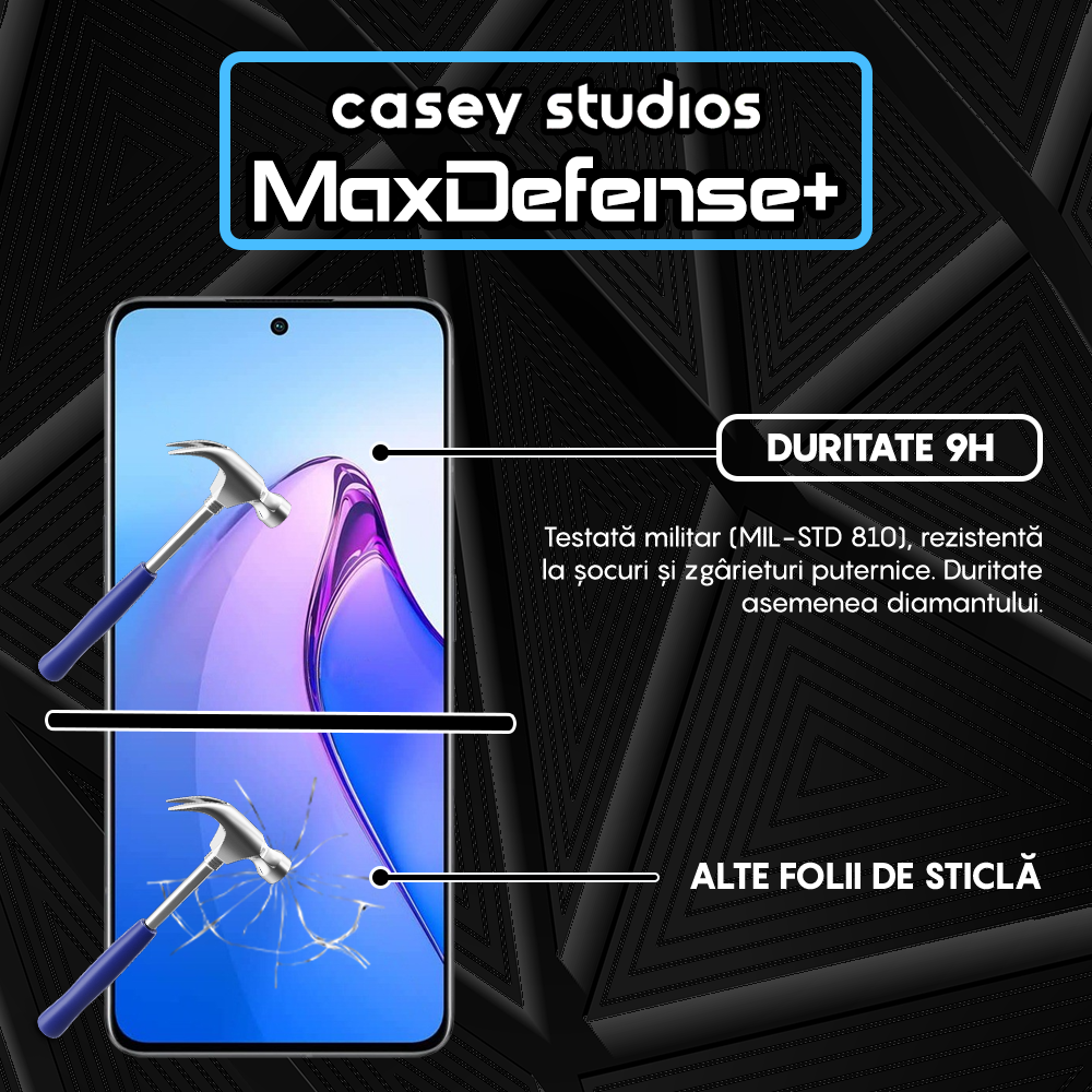 Folie Sticla MaxDefense+ - Oppo Reno8 Pro - Negru