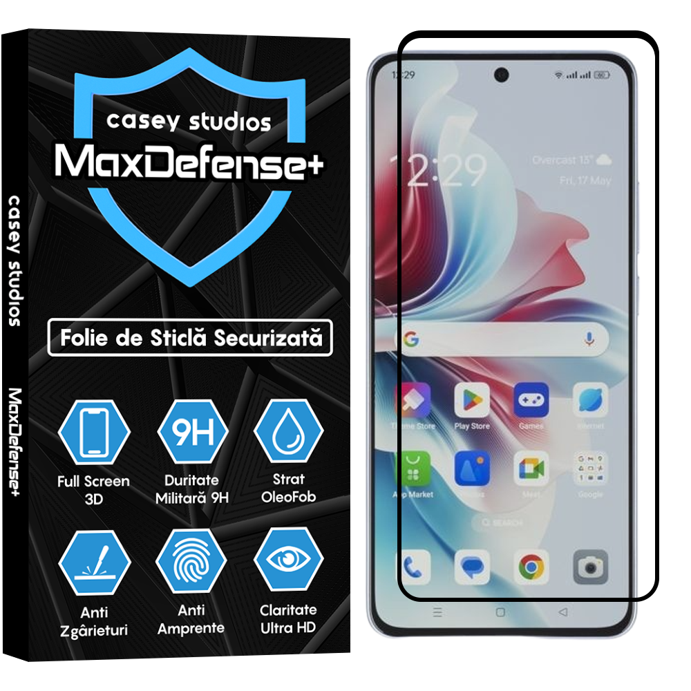 Folie Sticla MaxDefense+ - Oppe Reno11 F - Negru