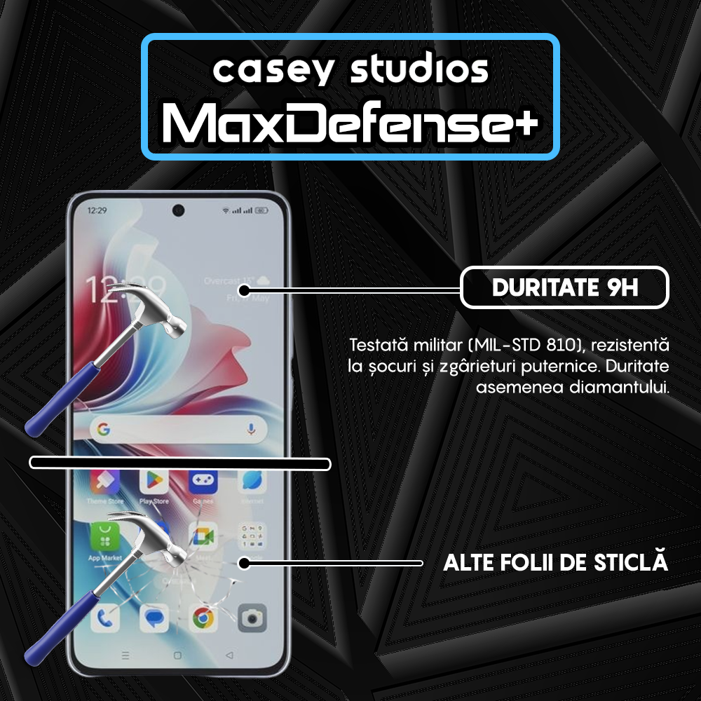 Folie Sticla MaxDefense+ - Oppe Reno11 F - Negru