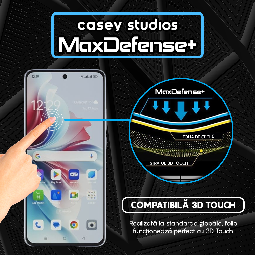 Folie Sticla MaxDefense+ - Oppe Reno11 F - Negru