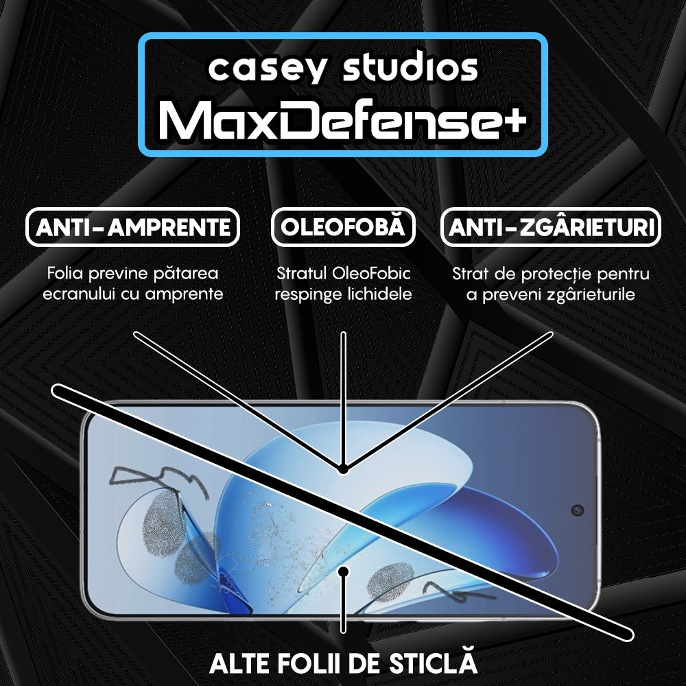 Folie Sticla MaxDefense+ - Oppo Reno13 - Negru
