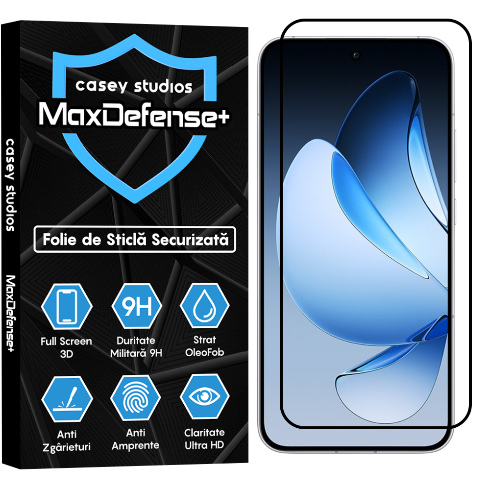 Folie Sticla MaxDefense+ - Oppo Reno13 F 4G - Negru