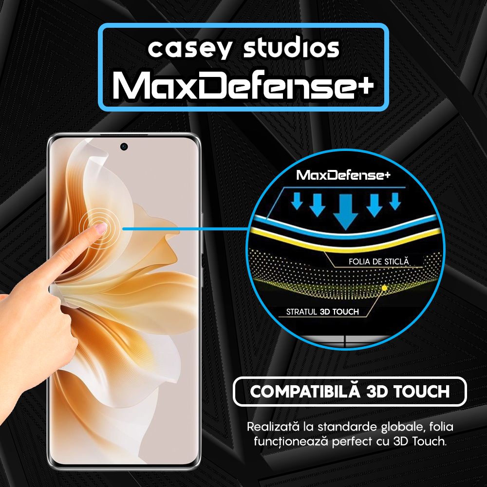 Folie Sticla MaxDefense+ - Oppo Reno11 Pro - Negru
