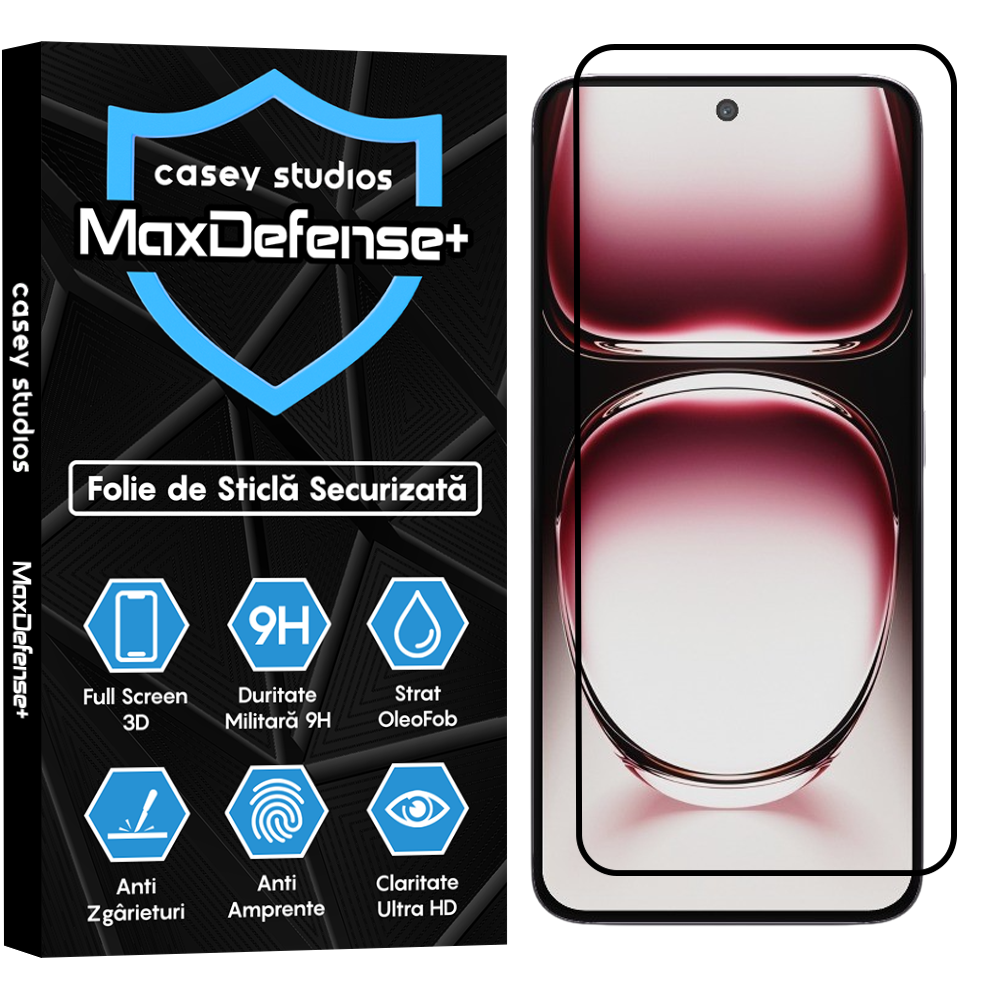 Folie Sticla MaxDefense+ - Oppo Reno12 Pro - Negru