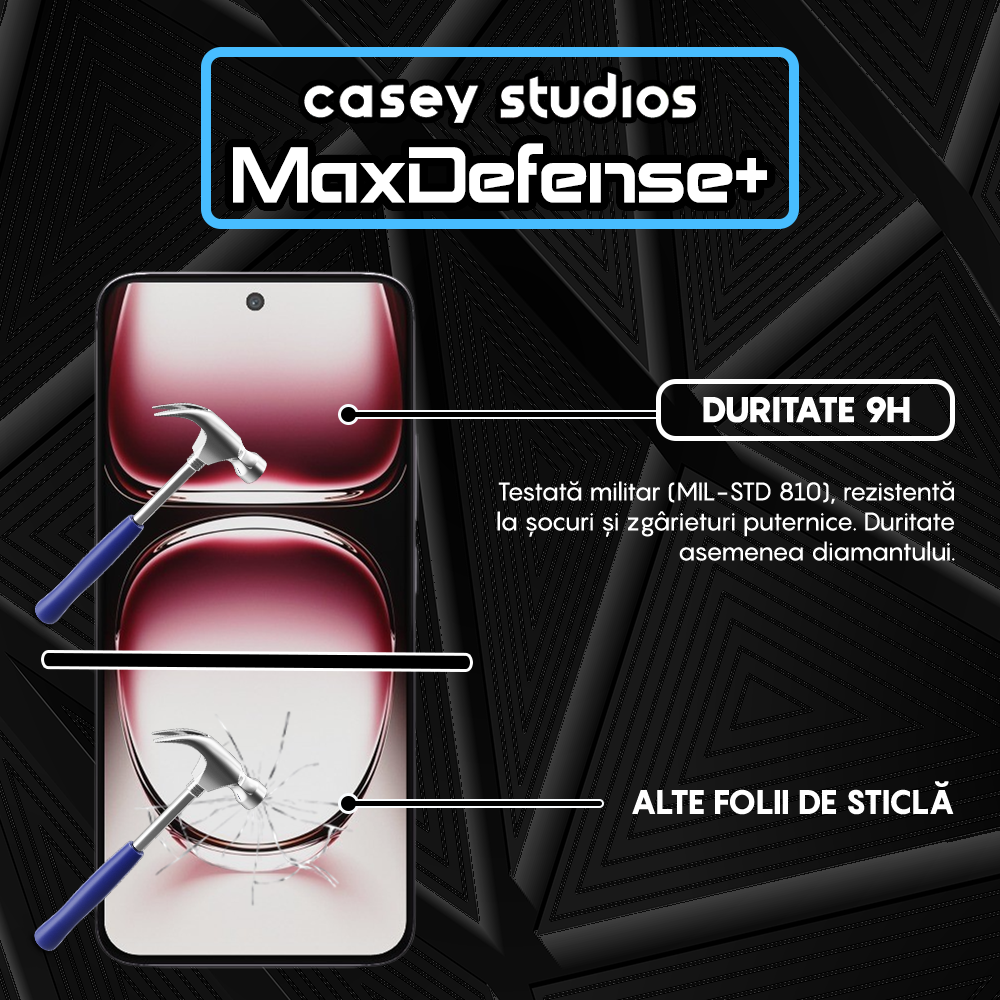 Folie Sticla MaxDefense+ - Oppo Reno12 Pro - Negru