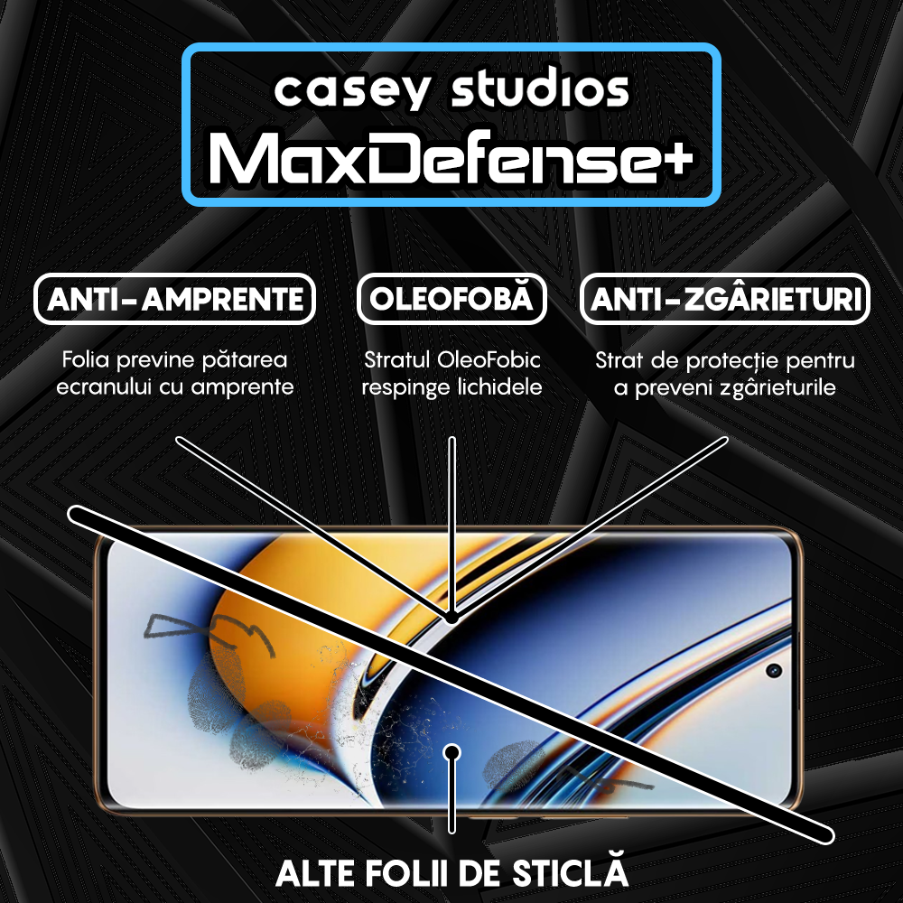 Folie Sticla MaxDefense+ - Realme 11 Pro - Negru