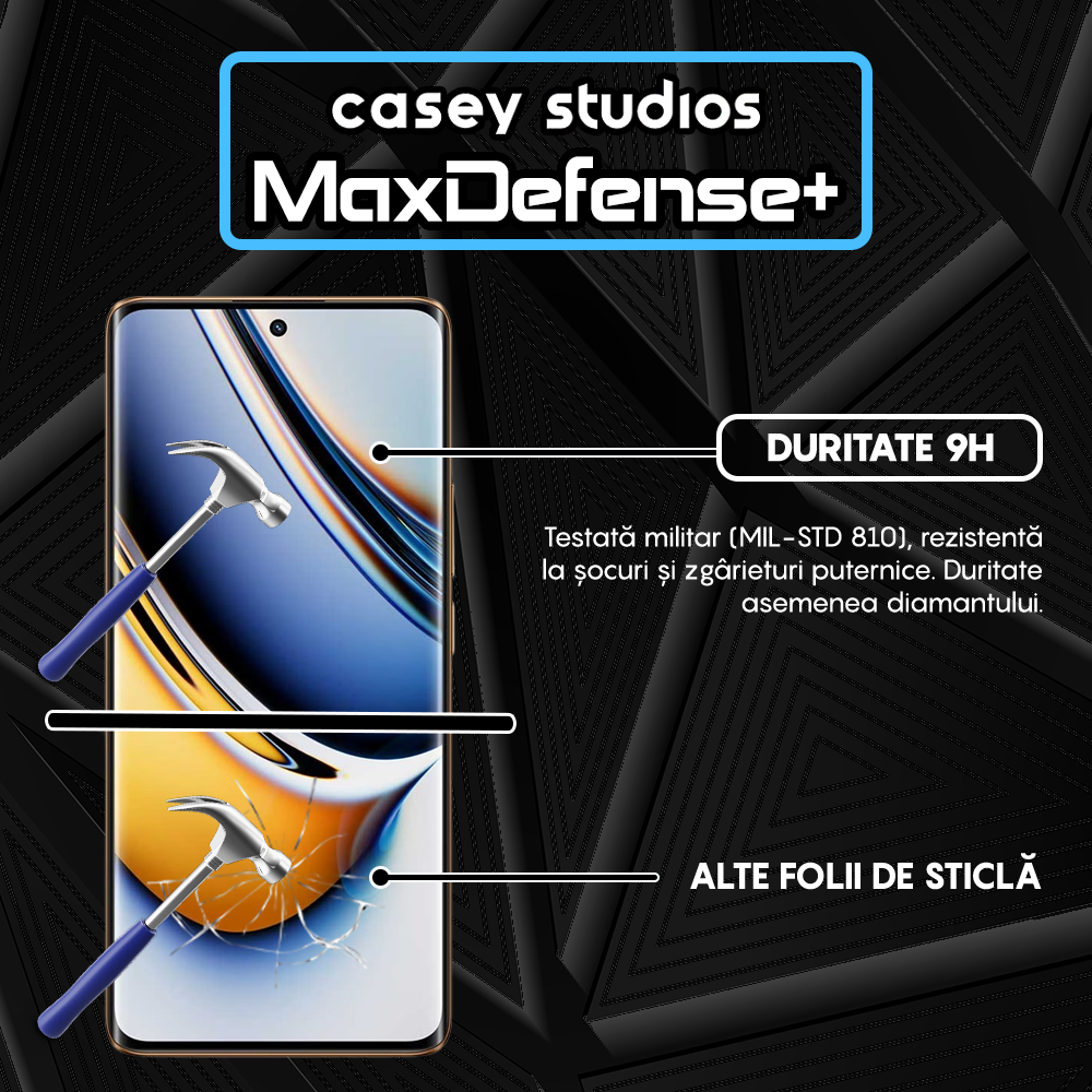 Folie Sticla MaxDefense+ - Realme 11 Pro - Negru