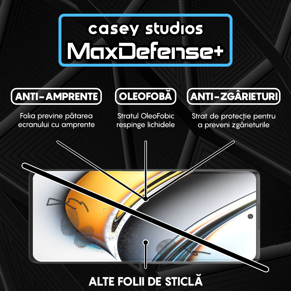 Folie Sticla MaxDefense+ - Realme 11 Pro Plus - Negru