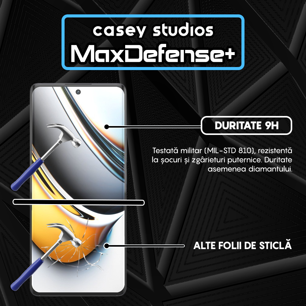 Folie Sticla MaxDefense+ - Realme 11 Pro Plus - Negru