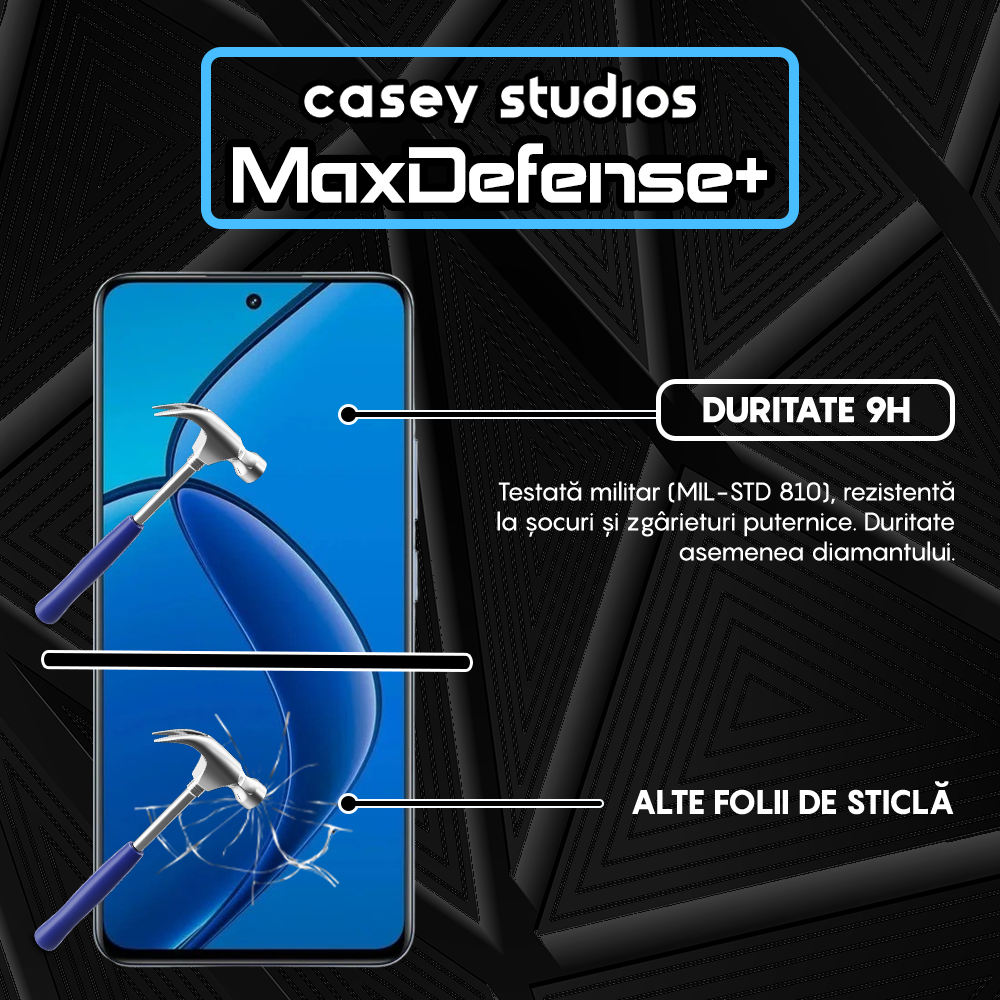 Folie Sticla MaxDefense+ - Realme 12 4G - Negru