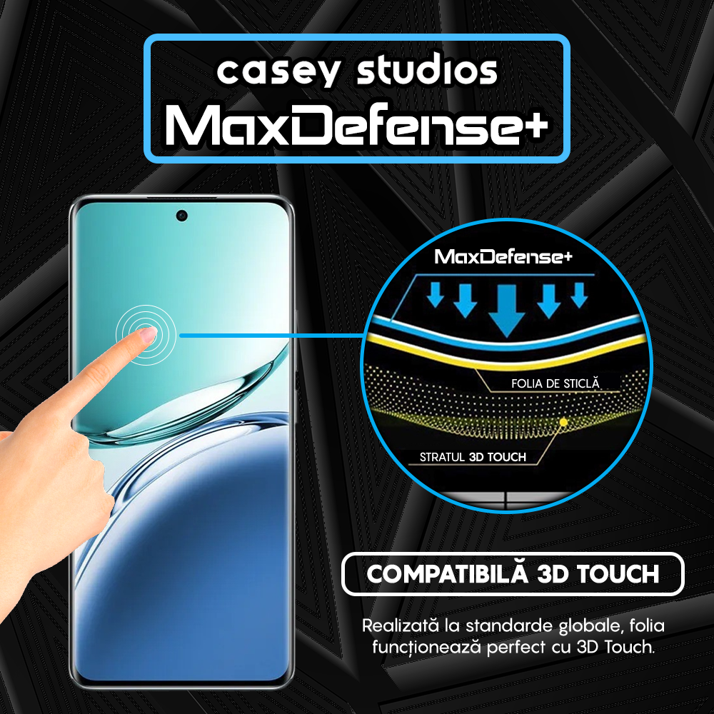 Folie Sticla MaxDefense+ - Realme 13 Pro - Negru