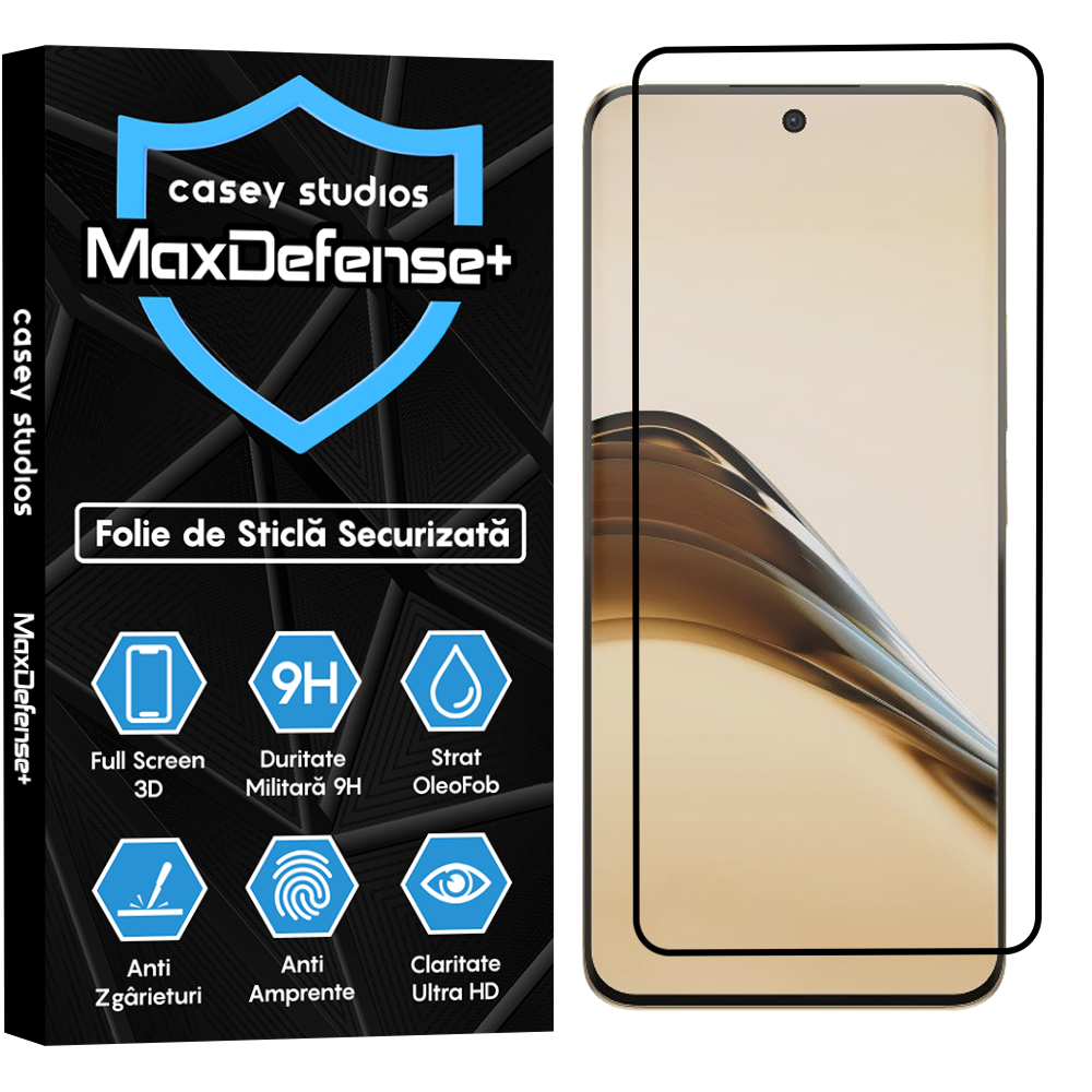 Folie Sticla MaxDefense+ - Realme 13 Pro Plus - Negru