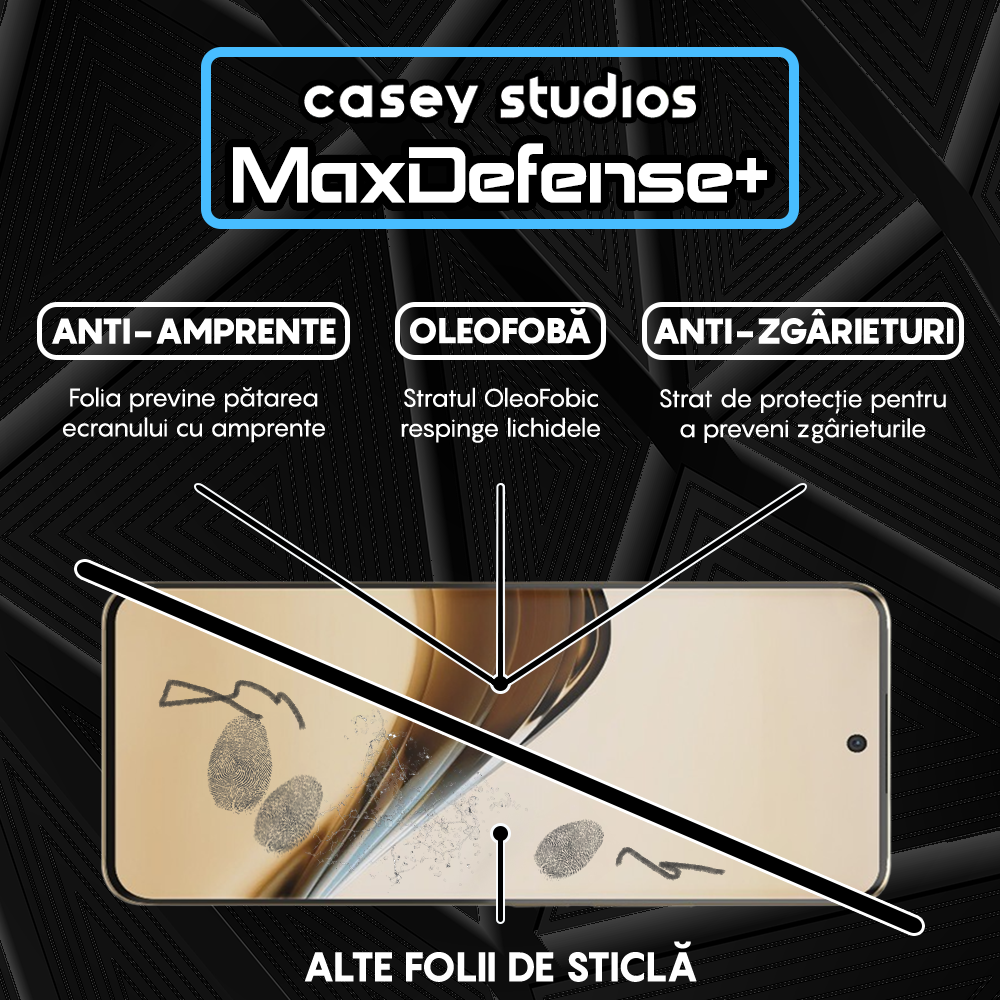 Folie Sticla MaxDefense+ - Realme 13 Pro Plus - Negru