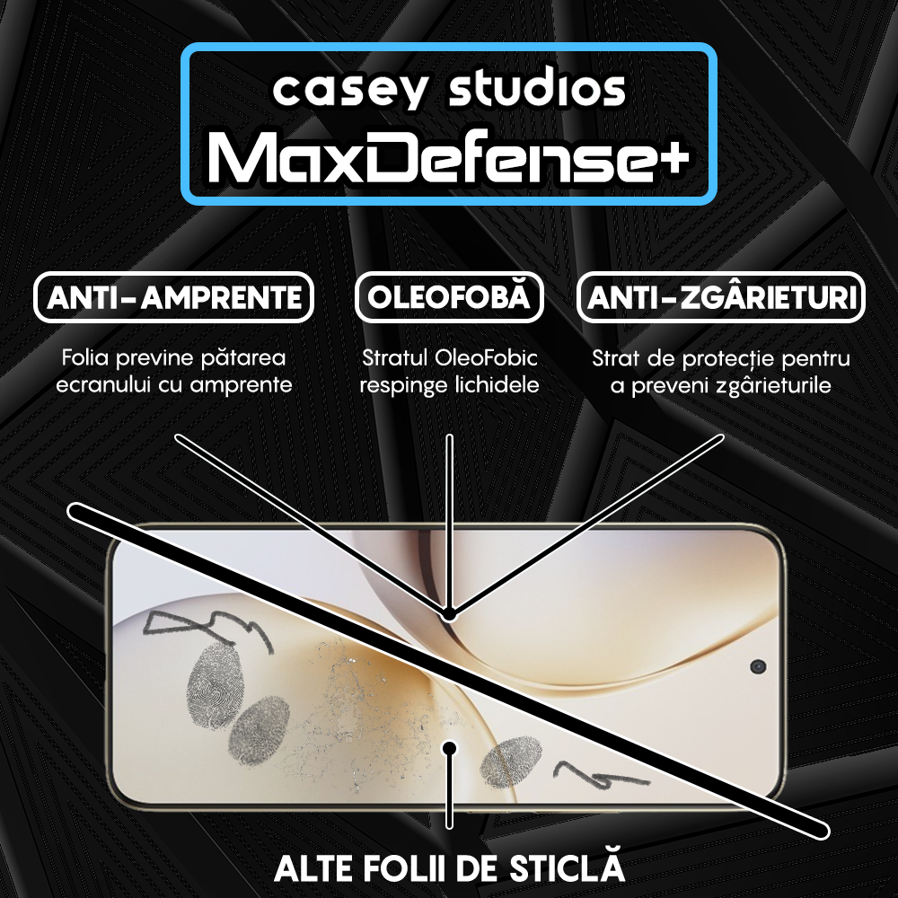 Folie Sticla MaxDefense+ - Realme 14 Pro - Negru