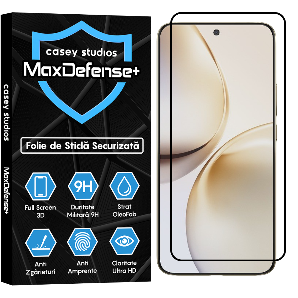 Folie Sticla MaxDefense+ - Realme 14 Pro+ - Negru