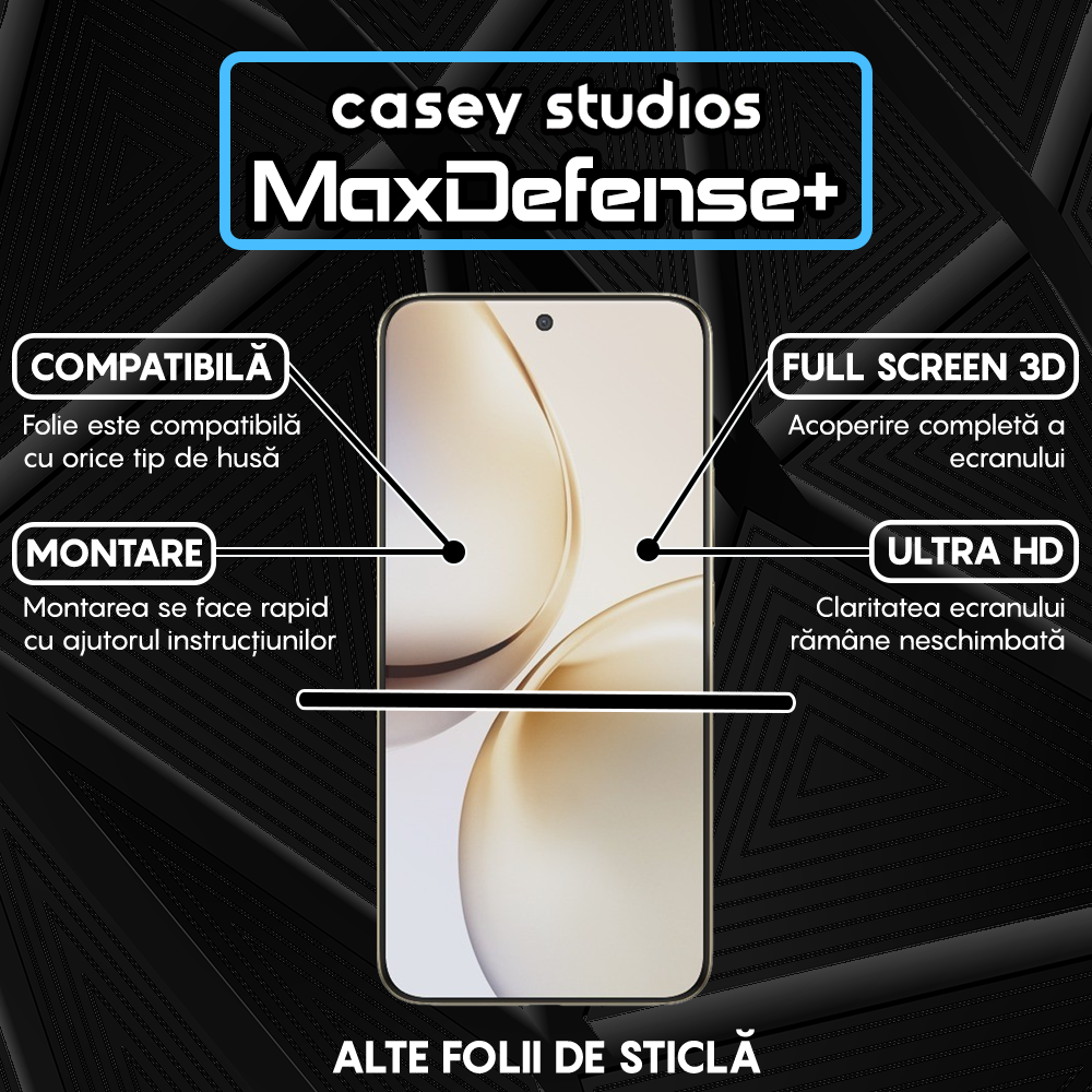 Folie Sticla MaxDefense+ - Realme 14 Pro+ - Negru