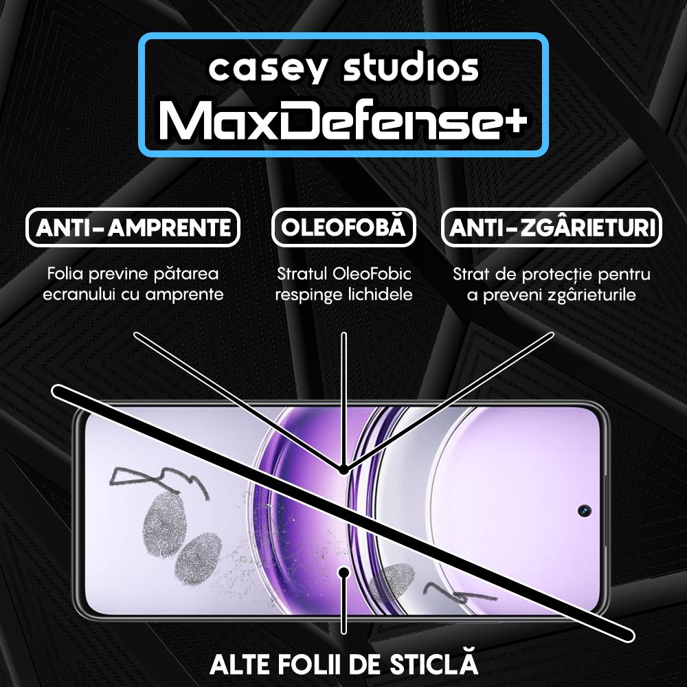 Folie Sticla MaxDefense+ - Realme 14x - Negru