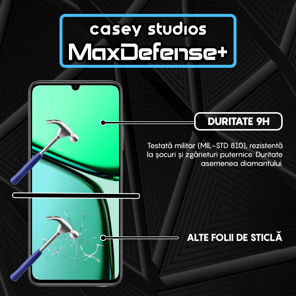 Folie Sticla MaxDefense+ - Realme C61 - Negru