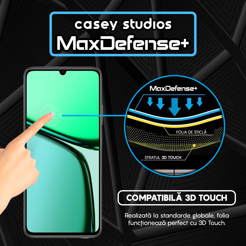 Folie Sticla MaxDefense+ - Realme C61 - Negru