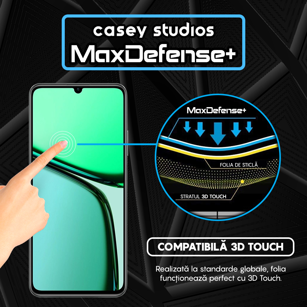 Folie Sticla MaxDefense+ - Realme C63 - Negru