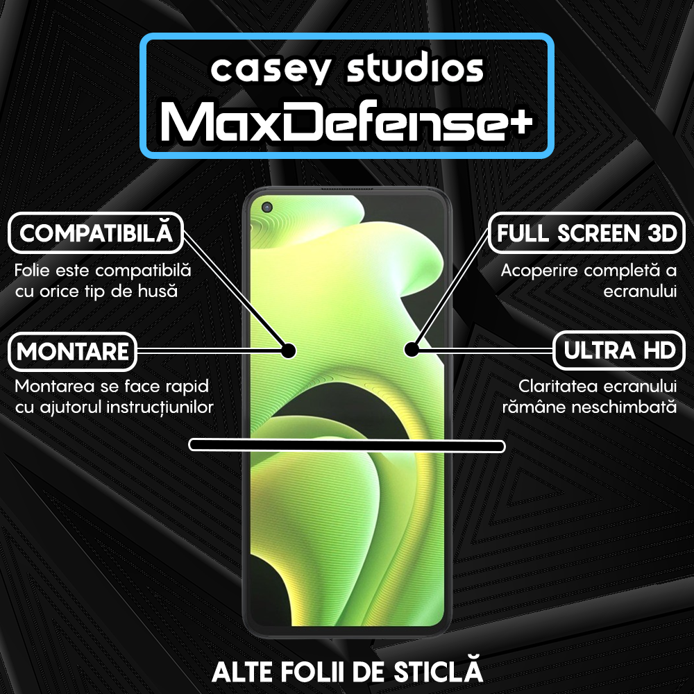 Folie Sticla MaxDefense+ - Realme GT Neo 3T/GT Neo2/GT2 - Negru