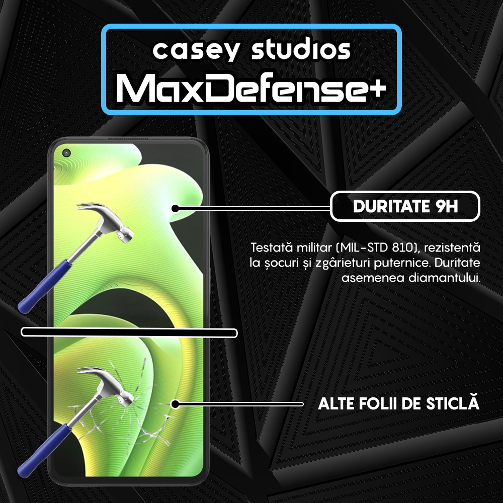 Folie Sticla MaxDefense+ - Realme GT Neo 3T/GT Neo2/GT2 - Negru