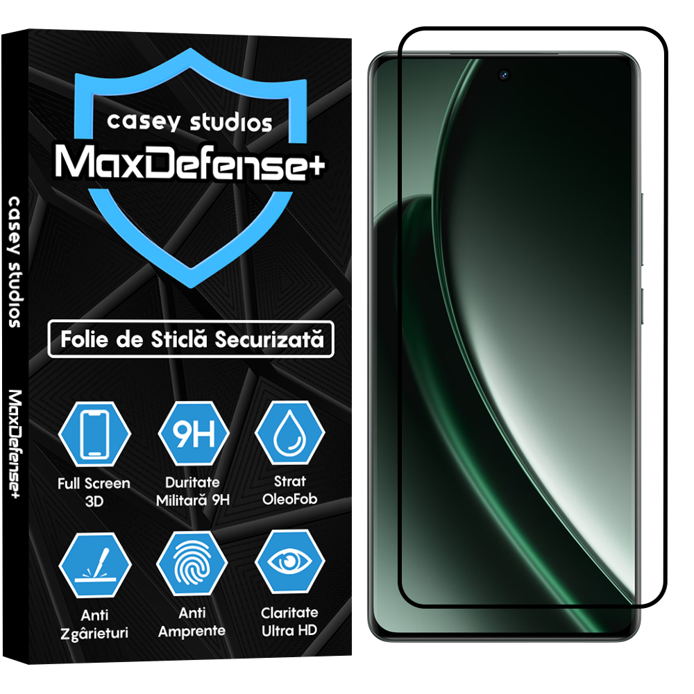 Folie Sticla MaxDefense+ - Realme GT 6T - Negru