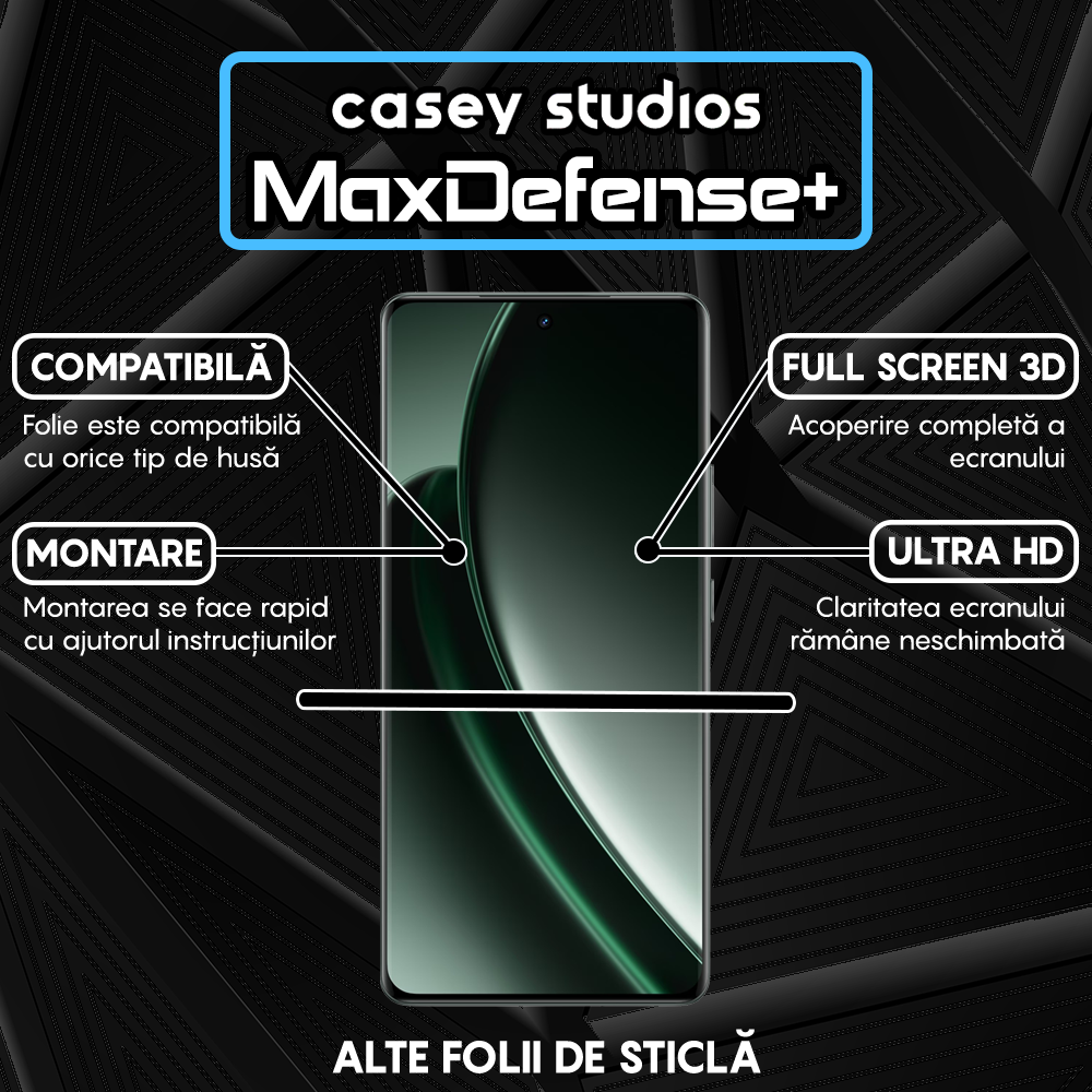 Folie Sticla MaxDefense+ - Realme GT 6T - Negru