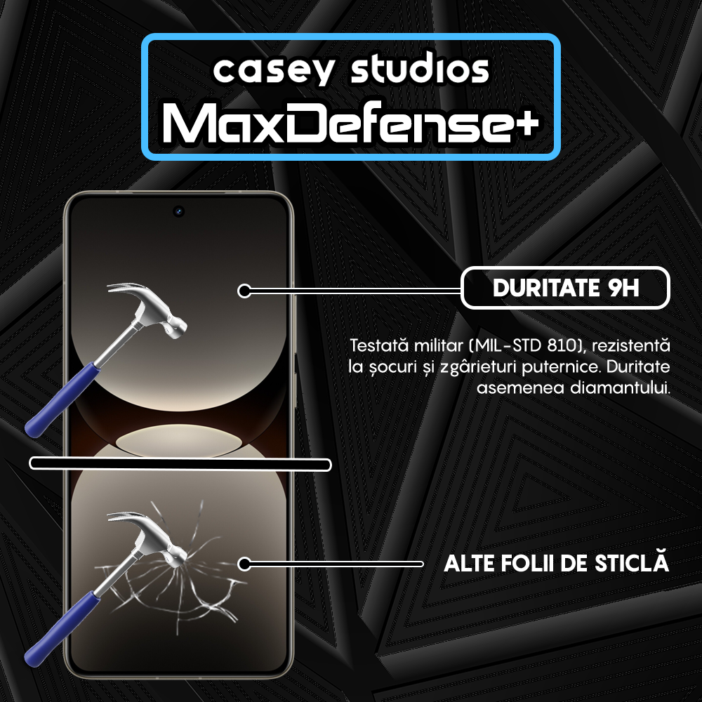 Folie Sticla MaxDefense+ - Realme GT7 Pro Racing - Negru