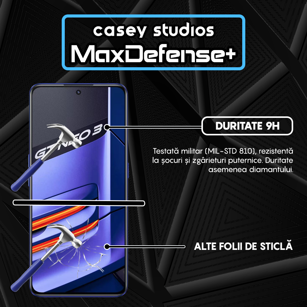 Folie Sticla MaxDefense+ - Realme GT Neo 3 150W - Negru