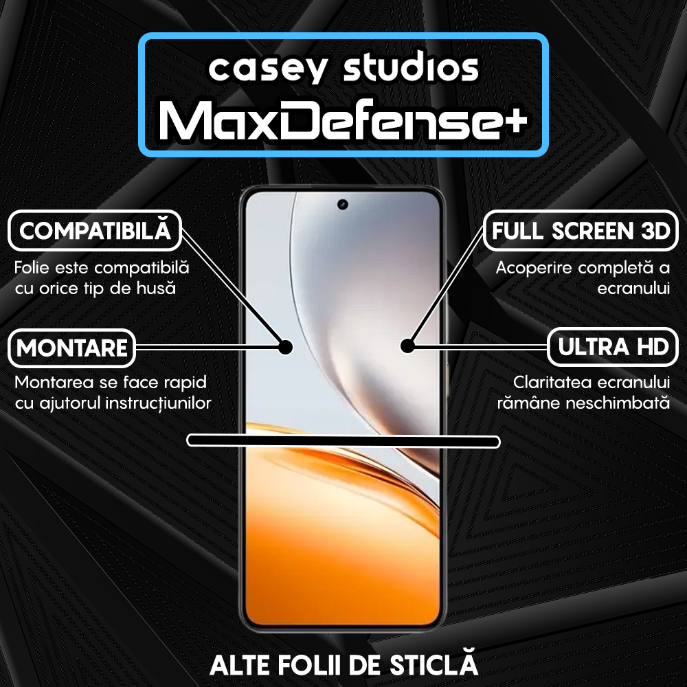 Folie Sticla MaxDefense+ - Realme Neo7x - Negru