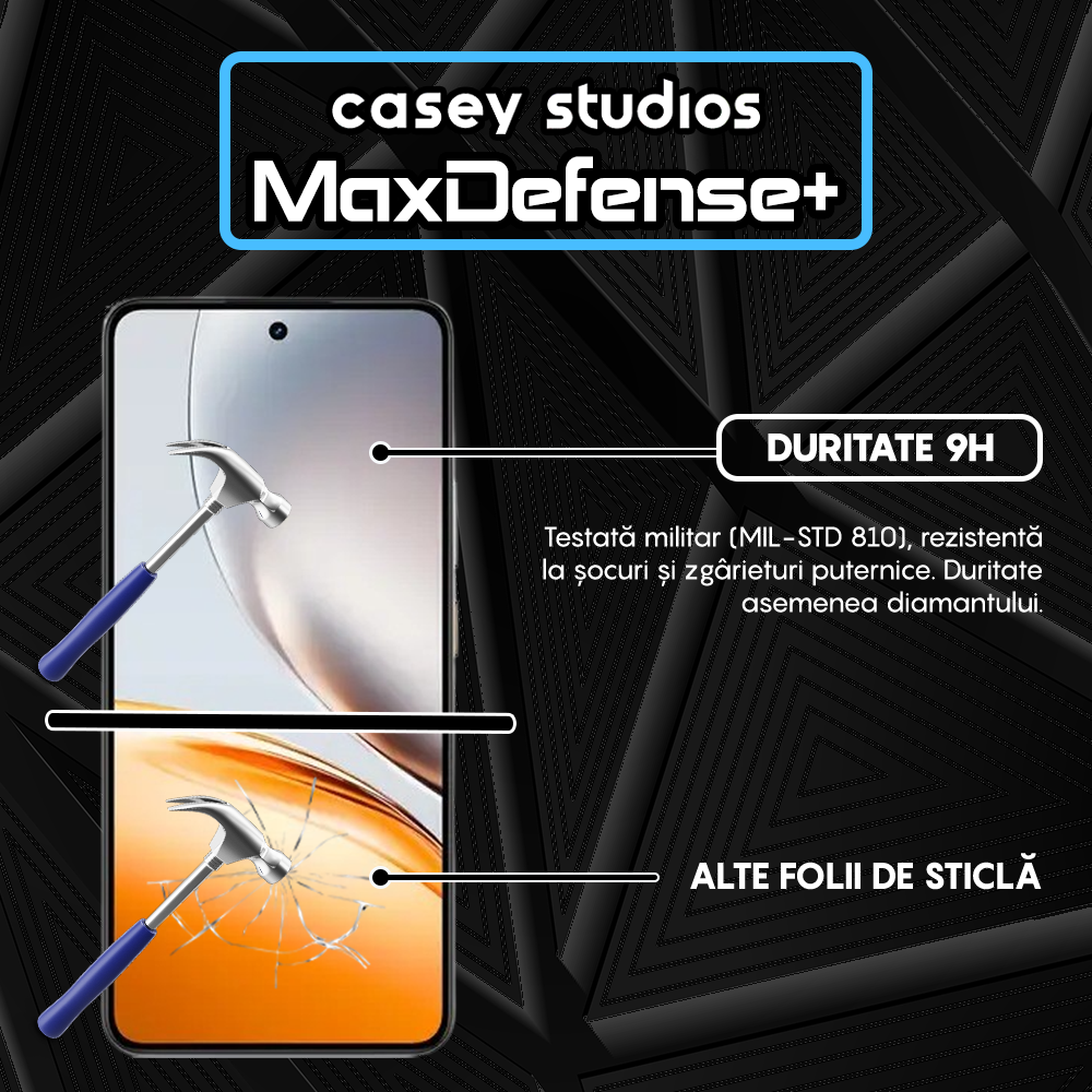 Folie Sticla MaxDefense+ - Realme Neo7x - Negru