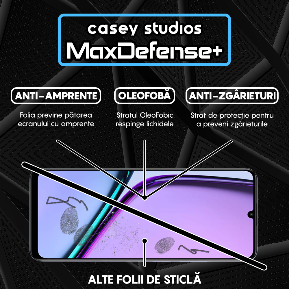 Folie Sticla MaxDefense+ - Realme Narzo N61 - Negru