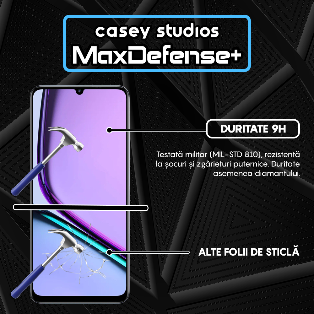 Folie Sticla MaxDefense+ - Realme Narzo N61 - Negru