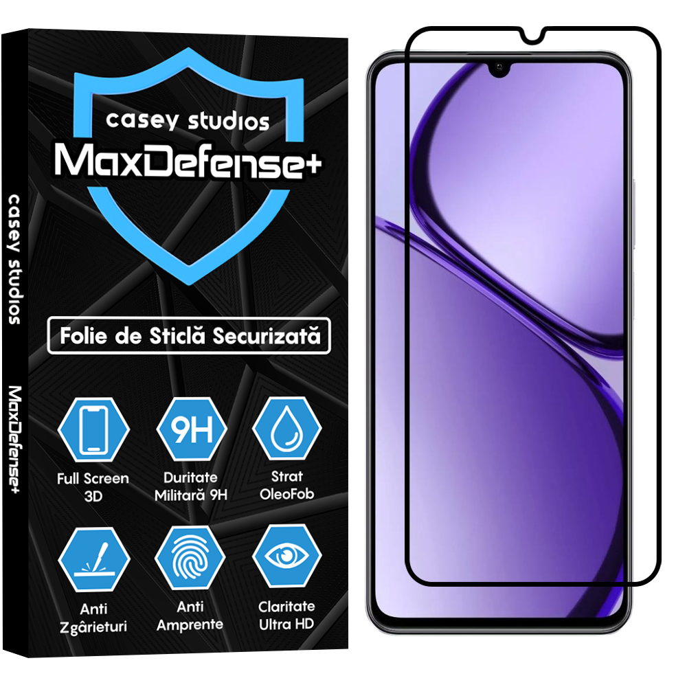 Folie Sticla MaxDefense+ - Realme Narzo N63 - Negru